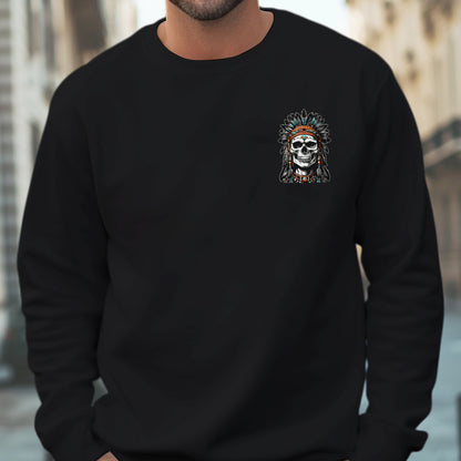 Native Inspired War Chief Skull Fear None Wild Free- Two sides - Unisex T-Shirt/T-Shirt V-Neck/Hoodie/Sweatshirt
