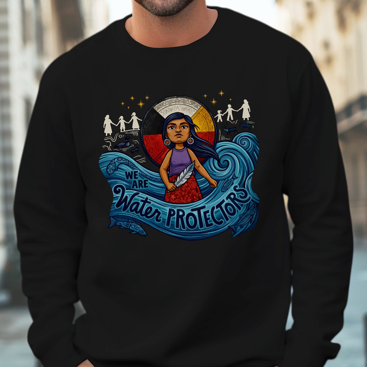 We Are Water Protectors Native American Girl - Unisex T-shirt/V-neck T-shirt/Hoodie/Sweatshirt