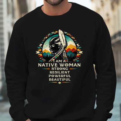 I Am A Native Woman - Strong Resilient Powerful Beautiful Indigenous  Unisex T-Shirt/T-Shirt V-Neck/Hoodie/Sweatshirt