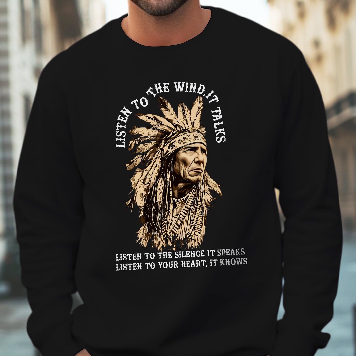 Listen to the Wind Native American Unisex T-shirt/V-neck T-shirt /Hoodie/Sweatshirt