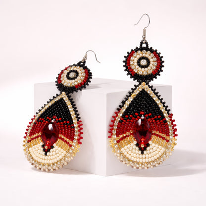 Handmade Beaded Teardrop Shape Post Earrings