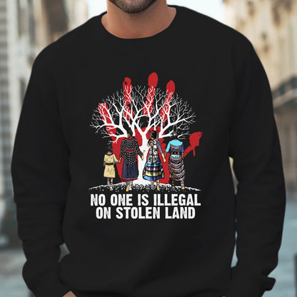 Red Handprint Awareness - No One Is Illegal on Stolen Land Unisex T-Shirt/T-Shirt V-Neck/Hoodie/Sweatshirt
