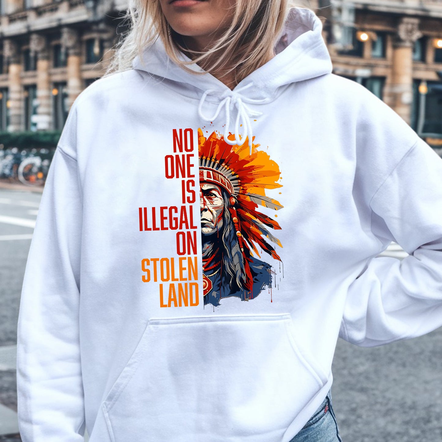NO ONE IS ILLEGAL ON STOLEN LAND Unisex T-Shirt/T-Shirt V-Neck/Hoodie/Sweatshirt