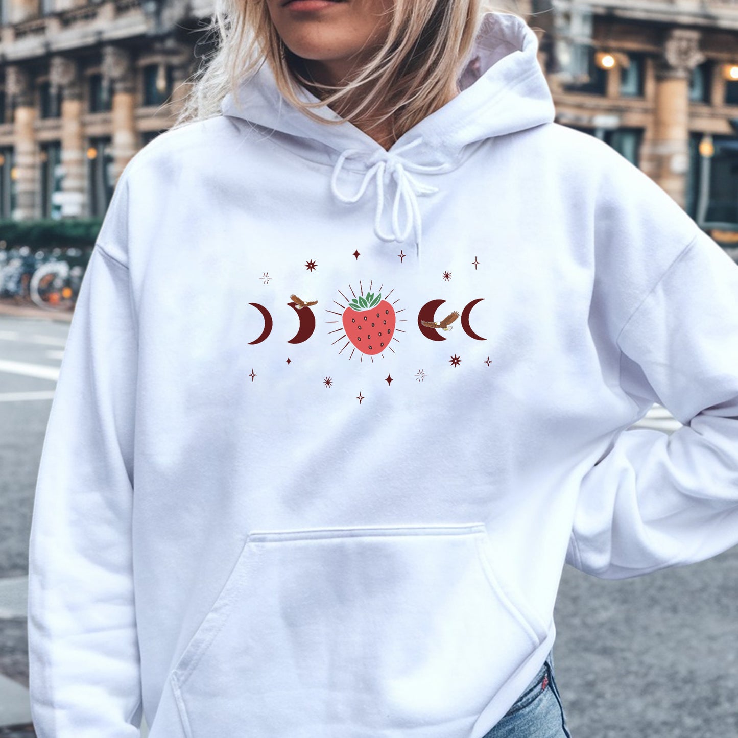 Strawberry Moon Native Spirit Celestial Unisex T-shirt/T-shirt V-neck/Hoodie/Sweatshirt