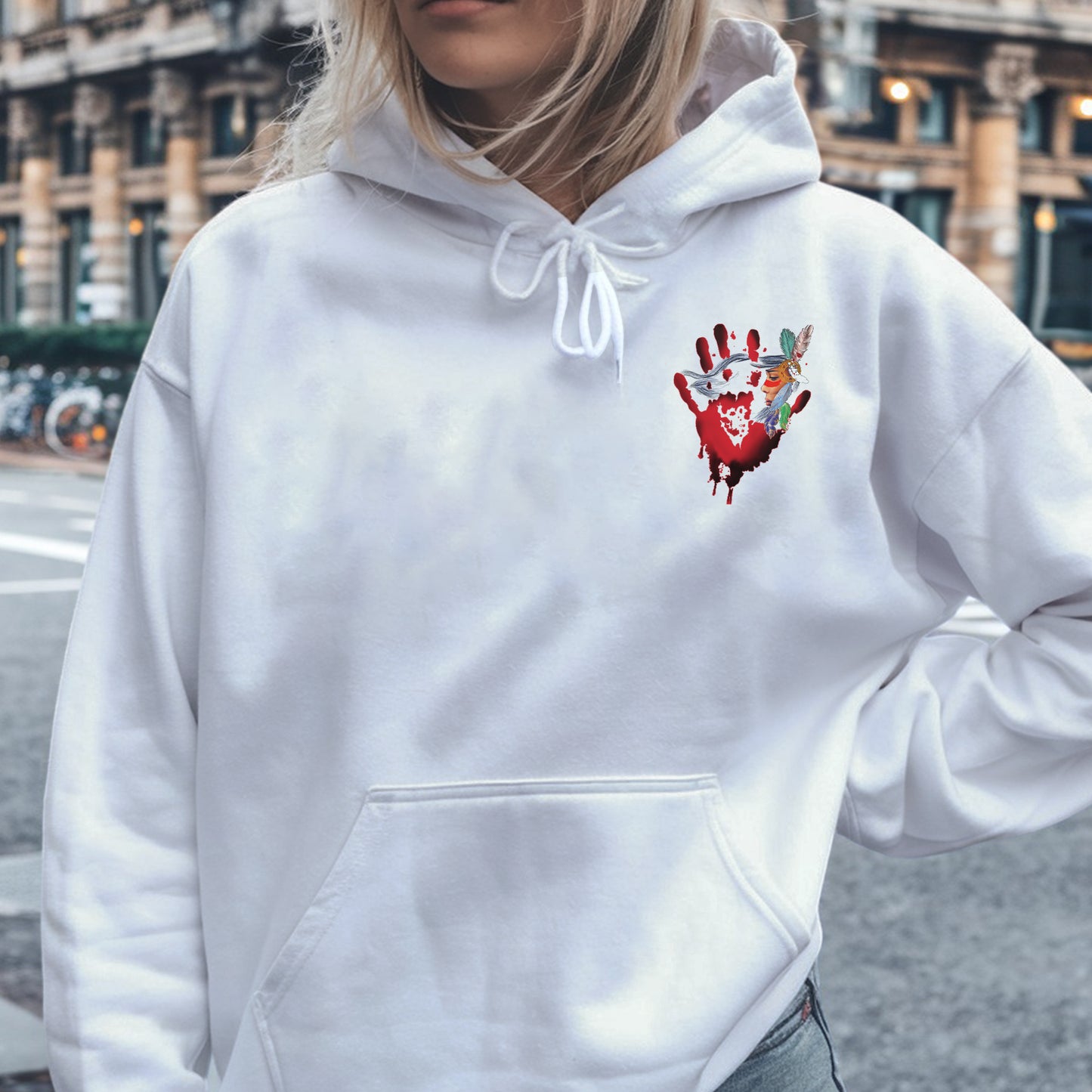 No More Stolen Sisters Red Hand Arrows - Two Sides - MMIW Unisex T-Shirt/Hoodie/V-Neck/Sweatshirt