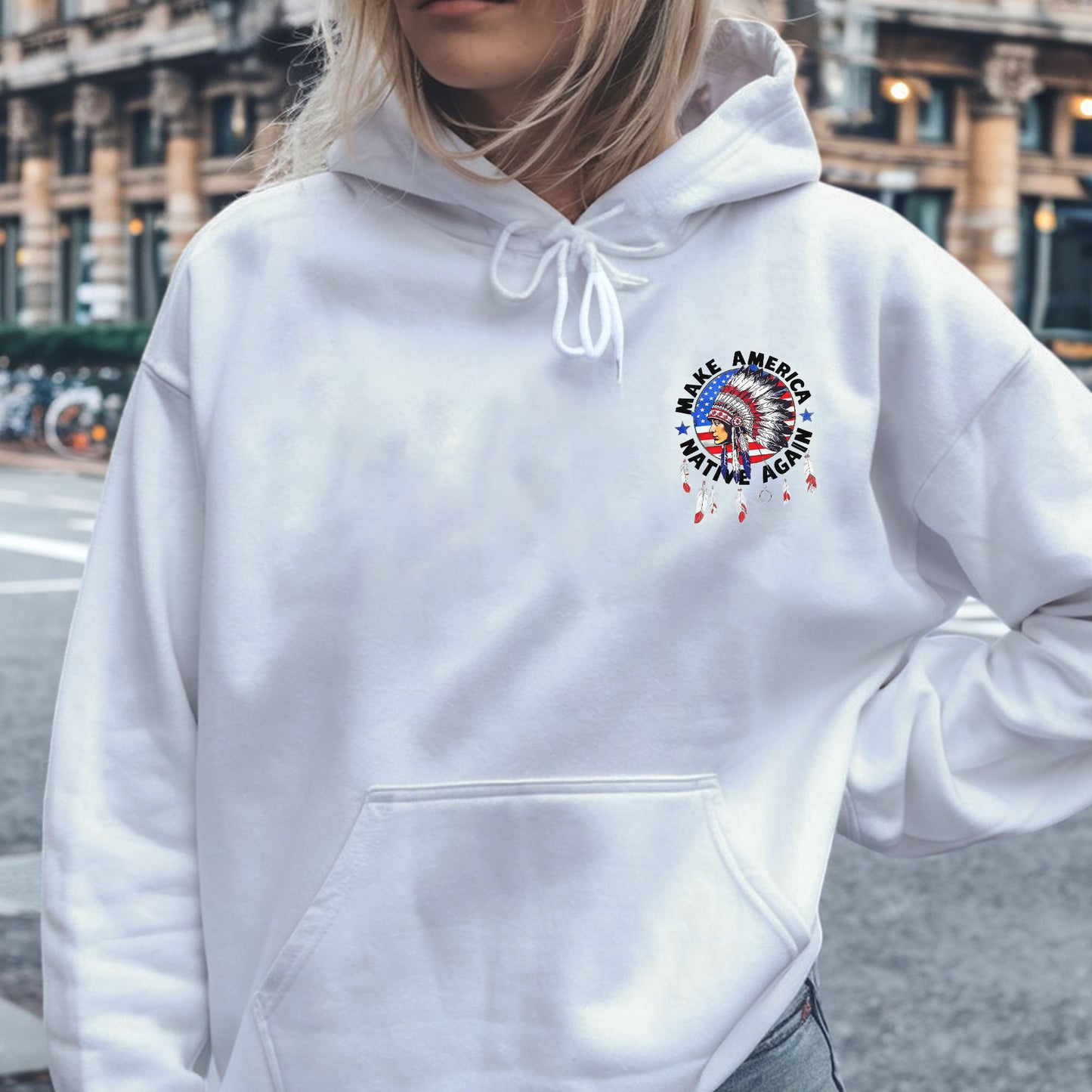 Make America Native Again - Chief Headdress Indigenous Pride - Two sides - Unisex T-Shirt/T-Shirt V-Neck/Hoodie/Sweatshirt