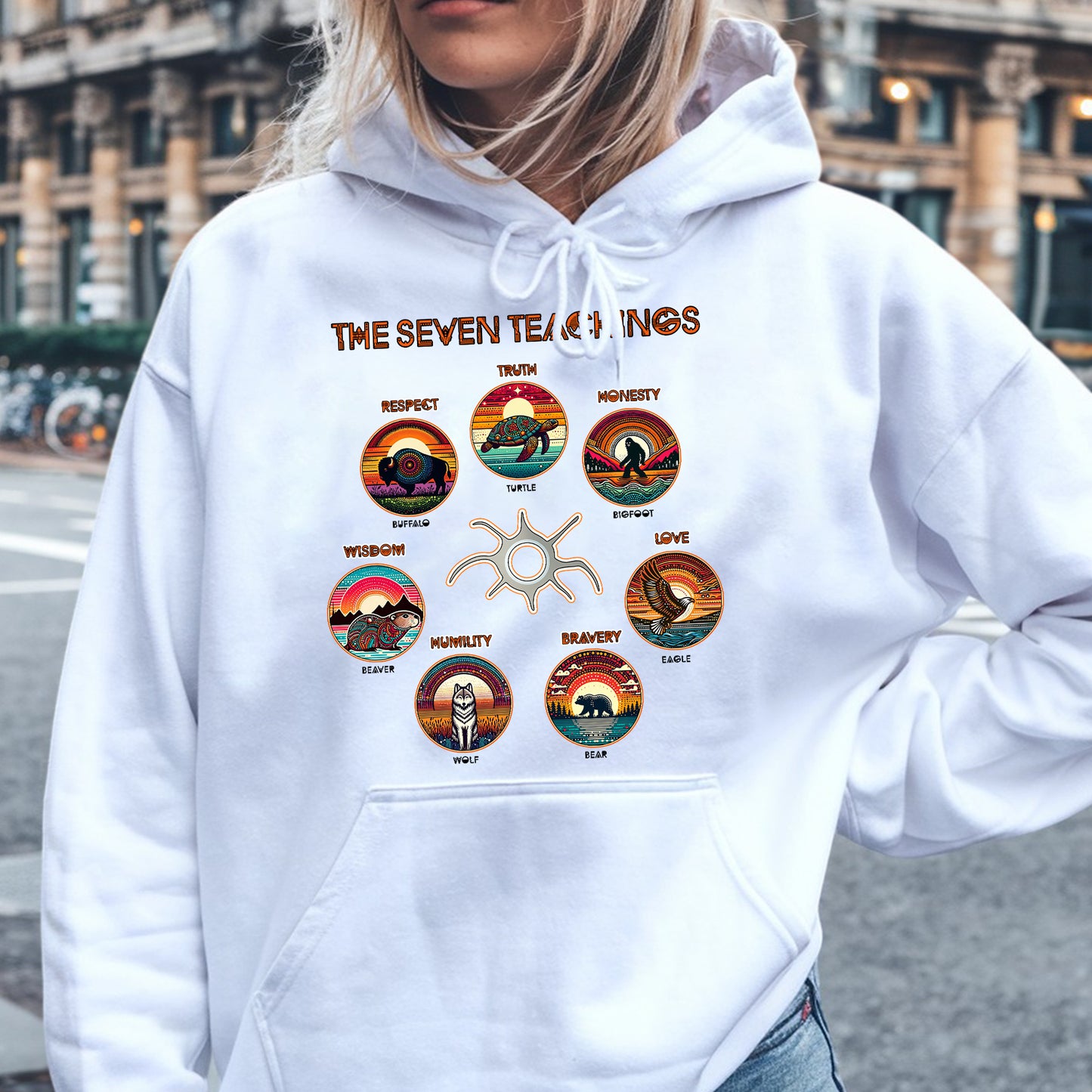 The Seven Sacred Laws Animal Symbols Indigenous Unisex T-Shirt/T-Shirt V-Neck/Hoodie/Sweatshirt