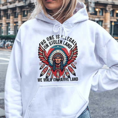 No One Is Illegal On Stolen Land Native Chief Headdress Unisex T-Shirt/T-Shirt V-Neck/Hoodie/Sweatshirt