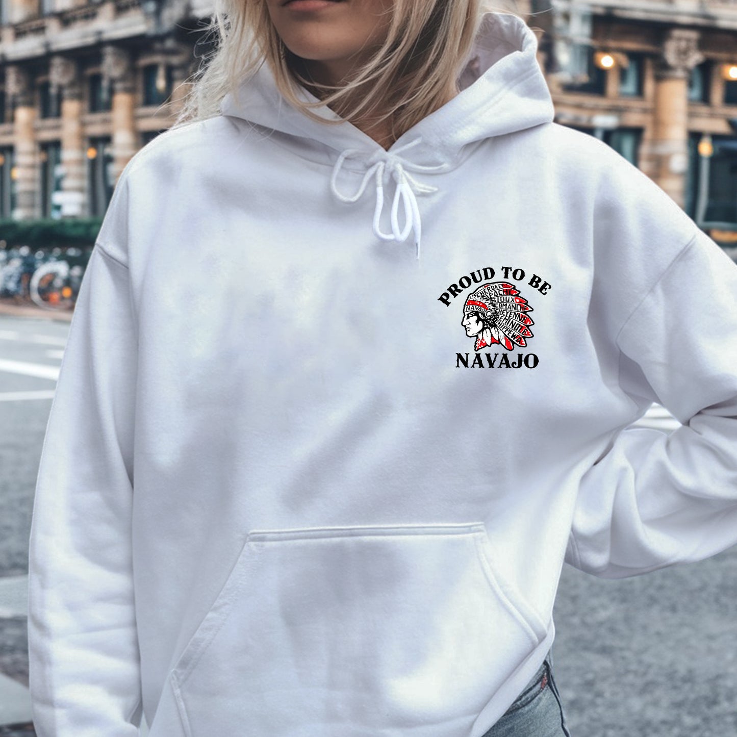 I Was Not Born in America Indigenous Heritage - Custom Tribe Design - Two sides - T-shirt/T-shirt V-neck/Hoodie/Sweatshirt