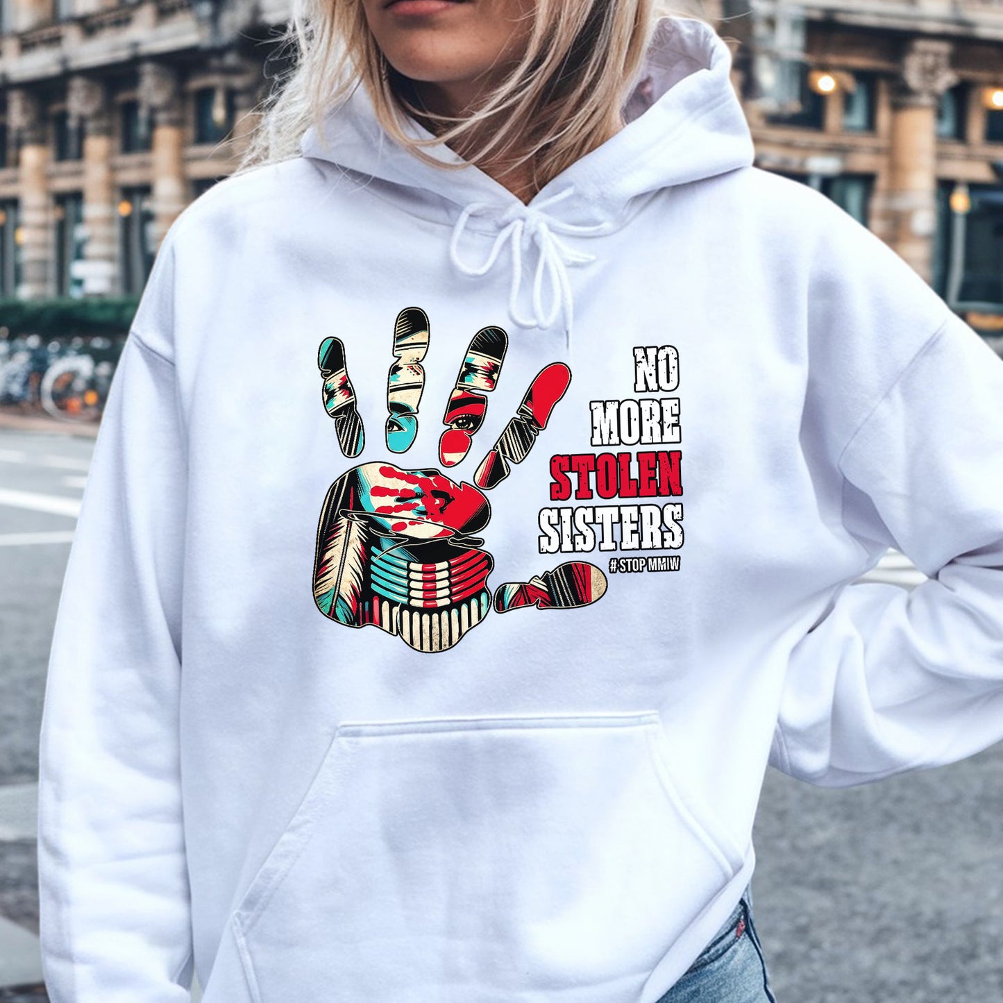 No More Stolen Sisters MMIW Red Hand Native Awareness Unisex T-shirt/T-shirt V-neck/Hoodie/Sweatshirt