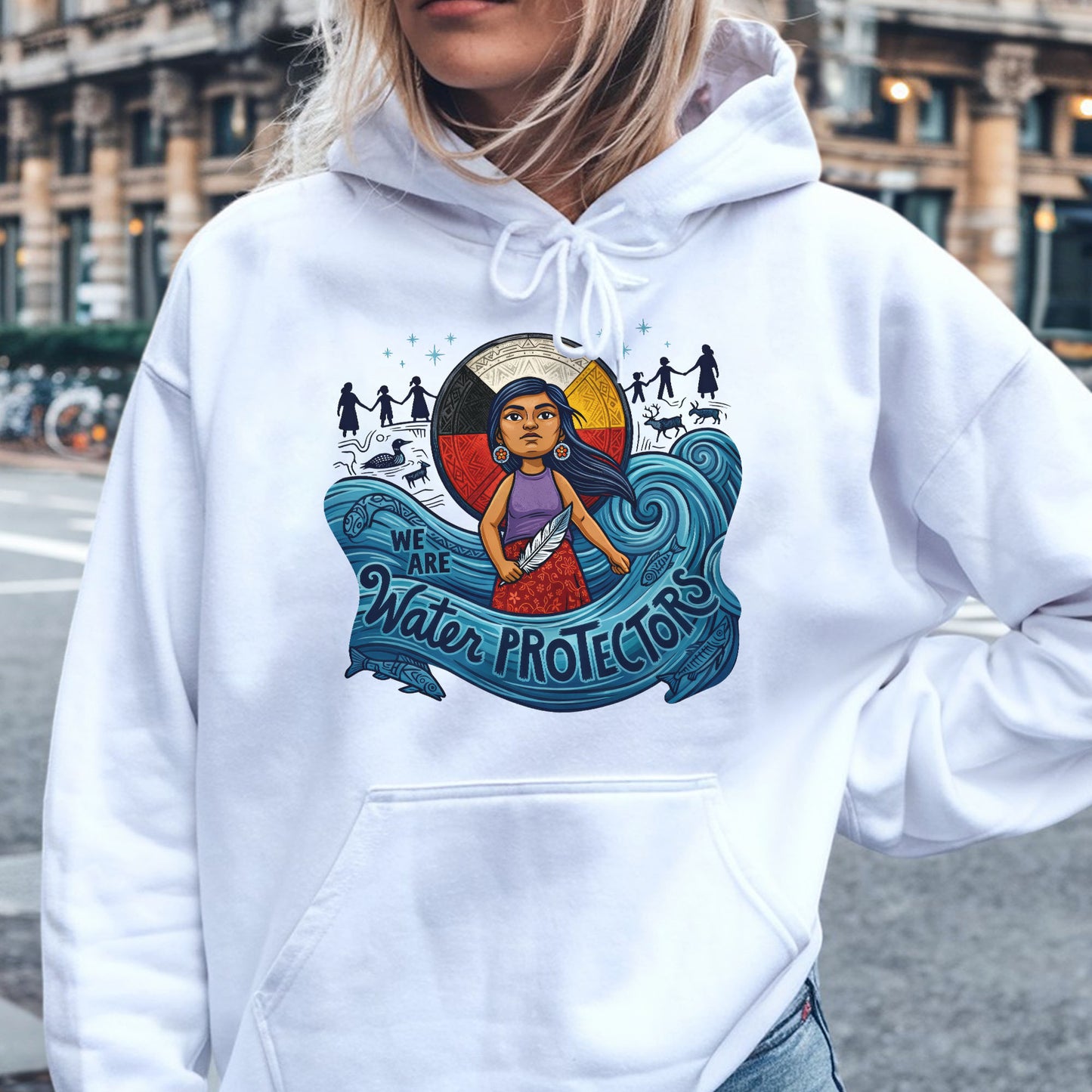We Are Water Protectors Native American Girl - Unisex T-shirt/V-neck T-shirt/Hoodie/Sweatshirt