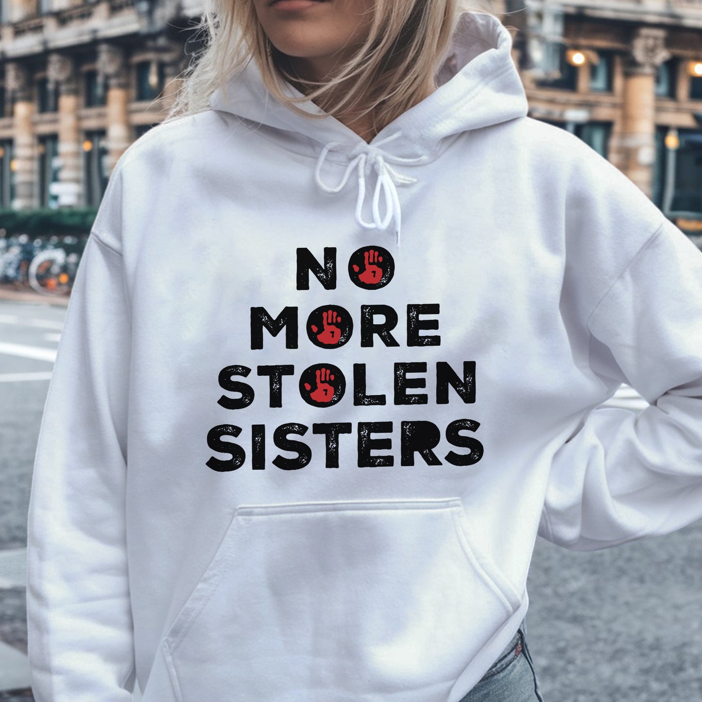 No More Stolen Sisters Red Handprint - Two Sides - MMIW Unisex T-Shirt/Hoodie/V-Neck/Sweatshirt