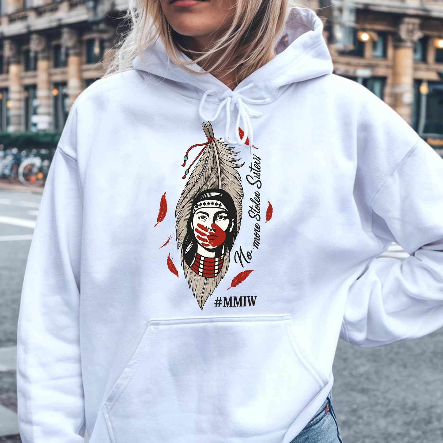 No More Stolen Sisters Red Hand - MMIW Unisex T-Shirt/Hoodie/V-Neck/Sweatshirt