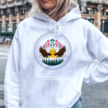 Sacred Twin Eagles Love Circle - Indigenous Art of Unity & Love Unisex T-shirt/T-shirt V-neck/Hoodie/Sweatshirt