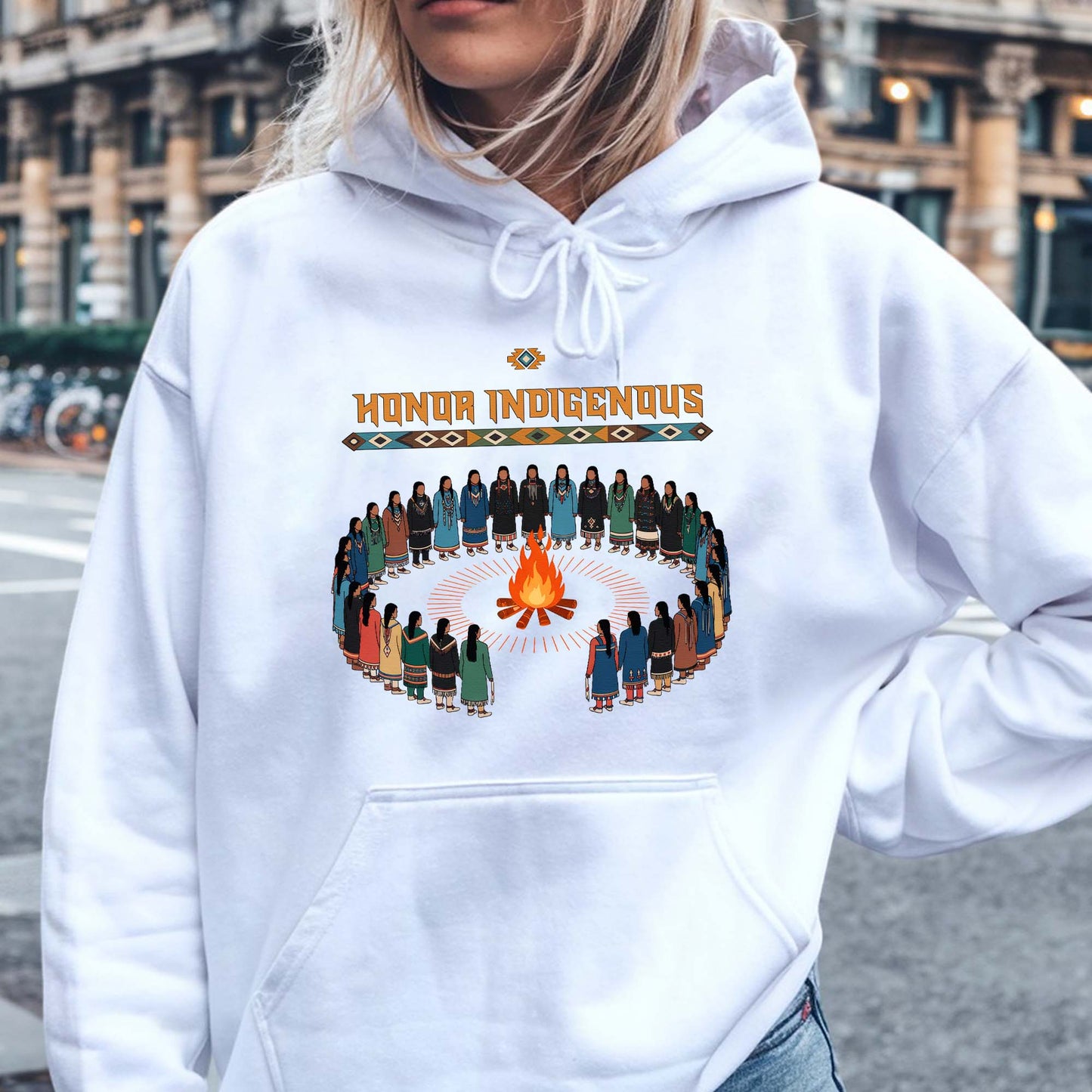 Honor Indigenous Fire Circle - Native American Spirit Unisex T-Shirt/T-Shirt V-Neck/Hoodie/Sweatshirt