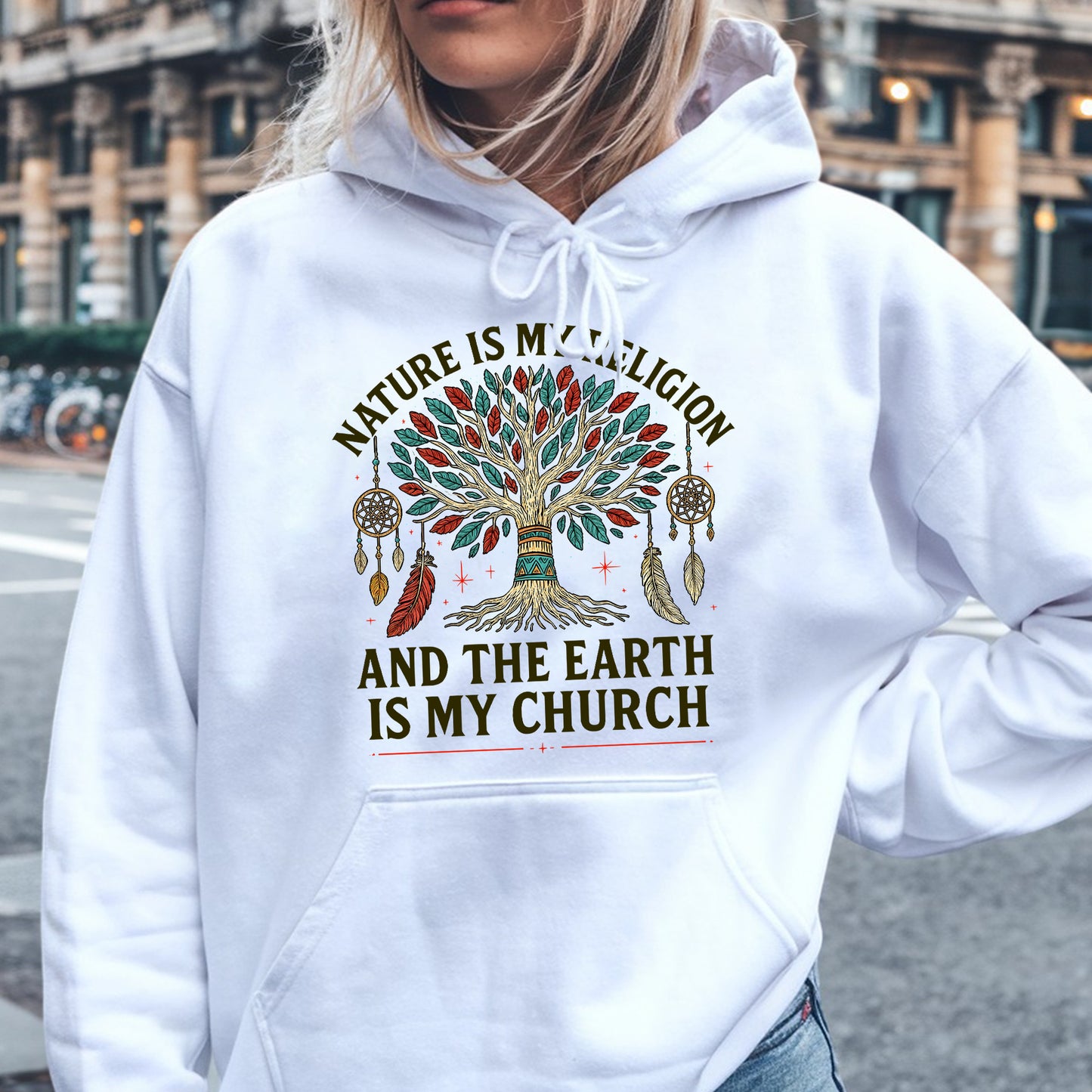 Nature Is My Religion Earth Is My Church Tree of Life Boho Unisex T-Shirt/T-Shirt V-Neck/Hoodie/Sweatshirt