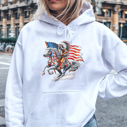 Native American Warrior Horse Patriotic Unisex T-shirt/V-neck T-shirt /Hoodie/Sweatshirt