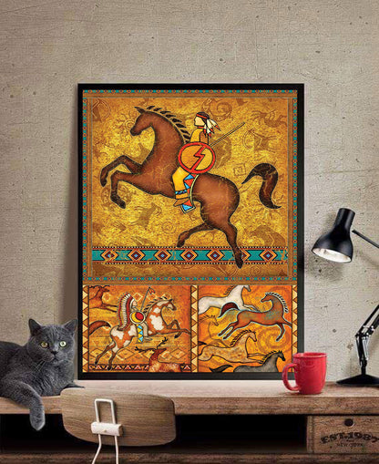 The Orange Native American Horse Poster/Canvas