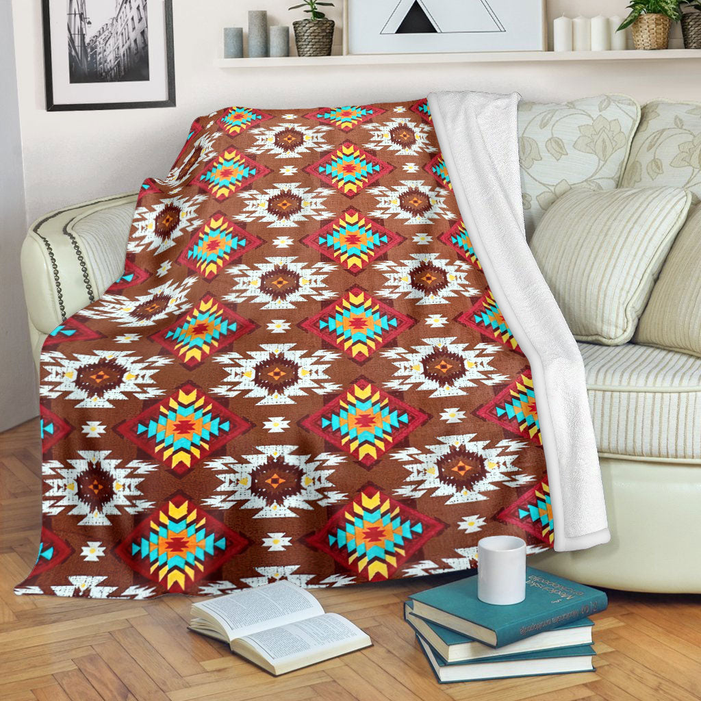 Native American Style Brown Pattern Soft And Warm Fleece Blanket