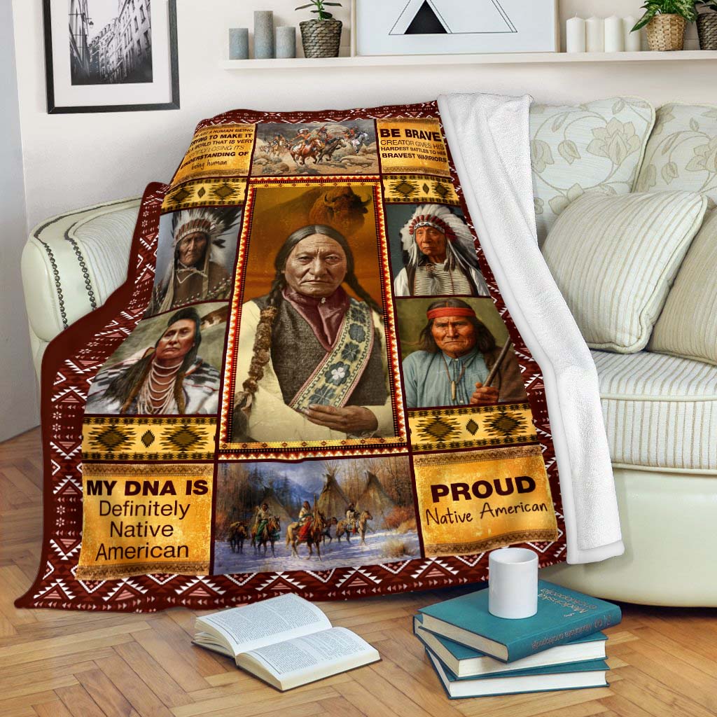 Native American Be Brave Chief Warriors Throw Fleece Blanket - Cultural Indian Heritage