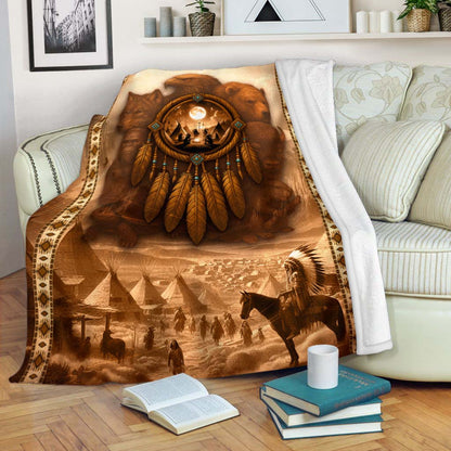 Native American Dreamcatcher Spirit Animals Sacred Vision Design for Blanket
