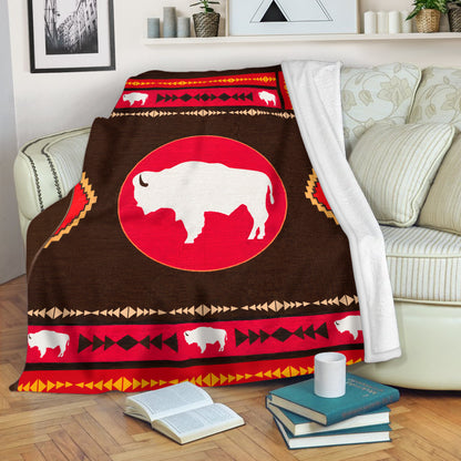Sacred Buffalo Native Spirit Indigenous Bison Throw Decor Fleece Blanket