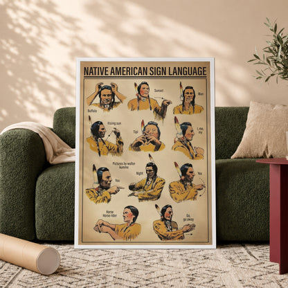 Native American Sign Language - Plains Indian Hand Talk Chart for History & Culture Poster