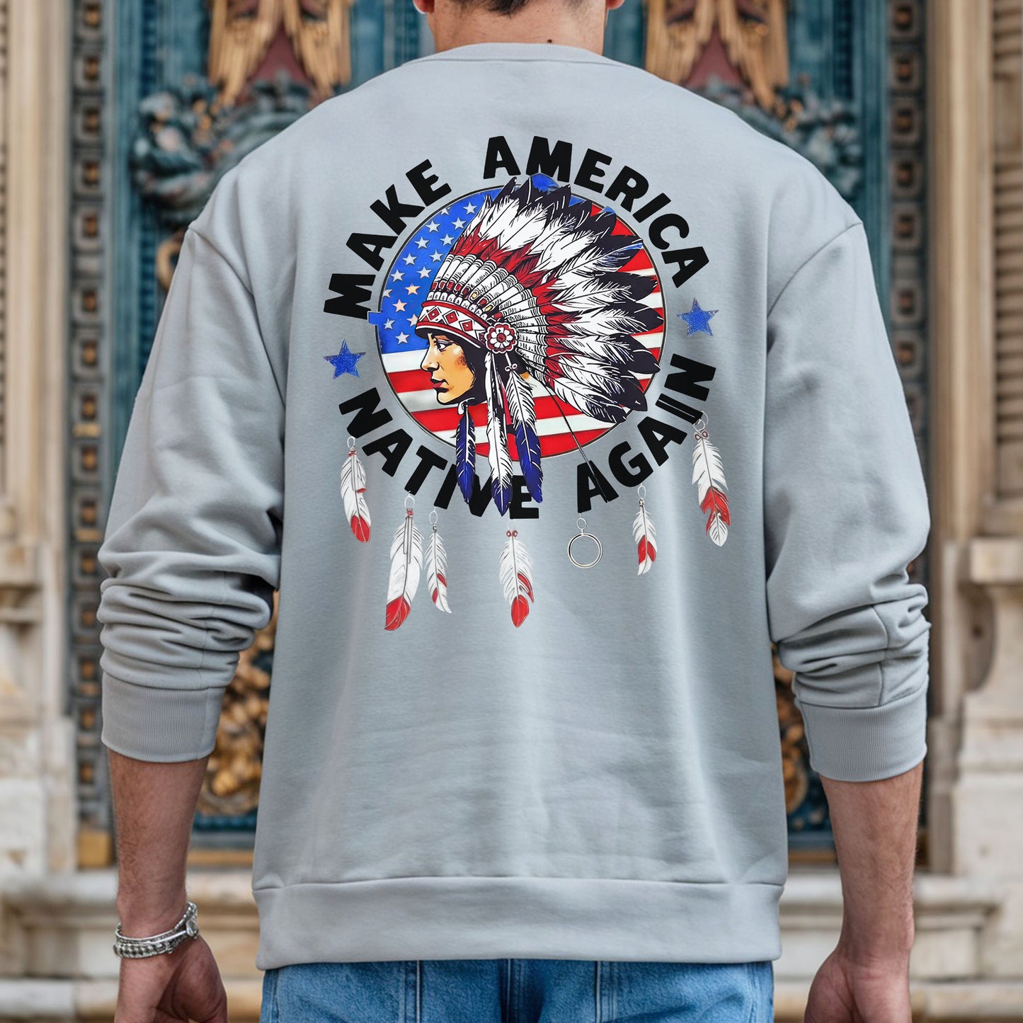 Make America Native Again - Chief Headdress Indigenous Pride - Two sides - Unisex T-Shirt/T-Shirt V-Neck/Hoodie/Sweatshirt