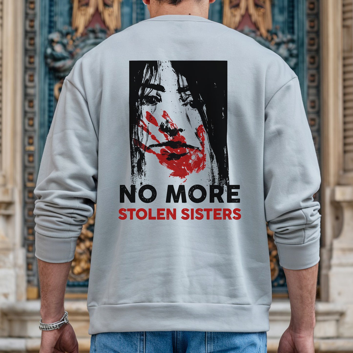 No More Stolen Sisters Red Hand - Two Sides - MMIW Unisex T-Shirt/Hoodie/V-Neck/Sweatshirt