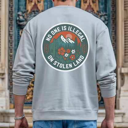 No One Is Illegal on Stolen Land Graphic Indigenous - Two sides - T-Shirt/T-Shirt V-Neck/Hoodie/Sweatshirt