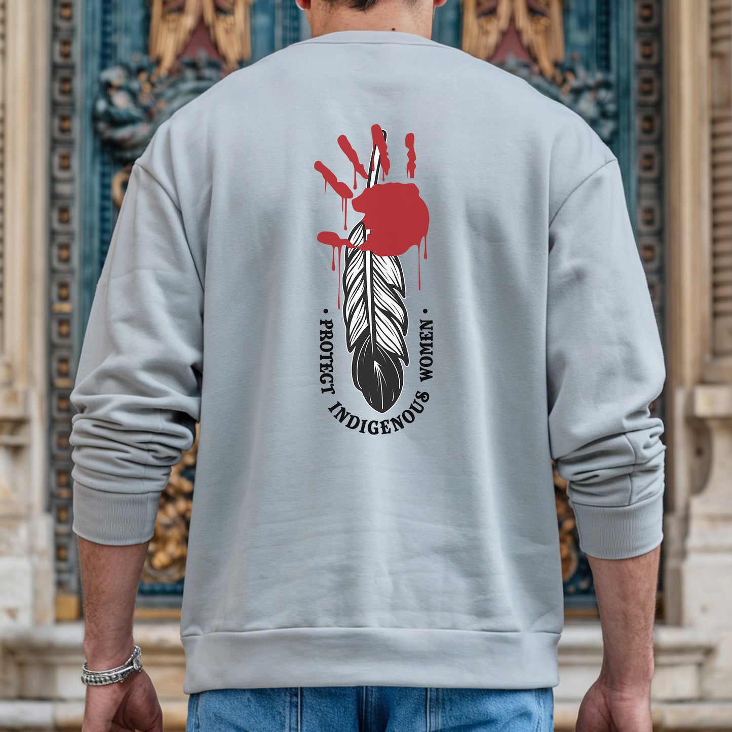 Protect Indigenous Women Red Hand Feather - Two Sides - MMIW Unisex T-Shirt/Hoodie/V-Neck/Sweatshirt