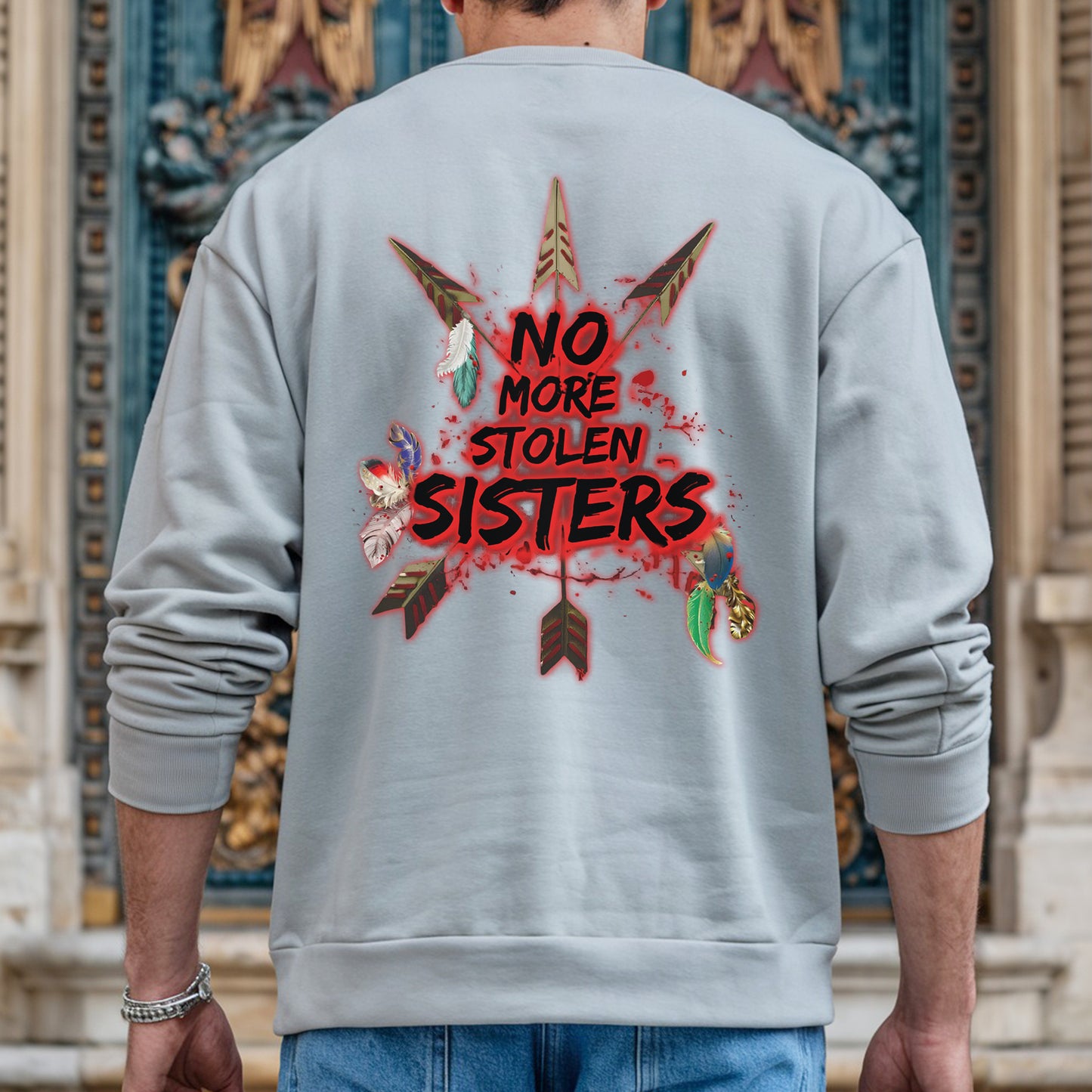 No More Stolen Sisters Red Hand Arrows - Two Sides - MMIW Unisex T-Shirt/Hoodie/V-Neck/Sweatshirt