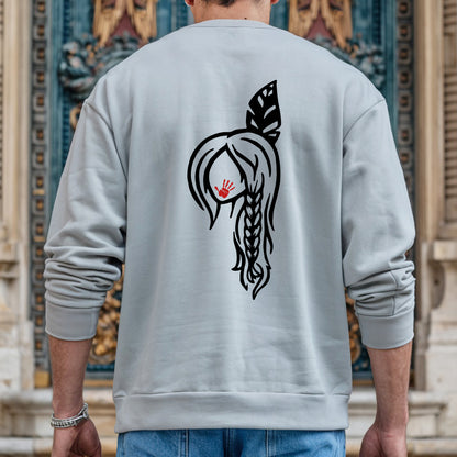 Braided Hair Red Handprint Indigenous Woman - Two Sides - MMIW Unisex T-Shirt/Hoodie/V-Neck/Sweatshirt