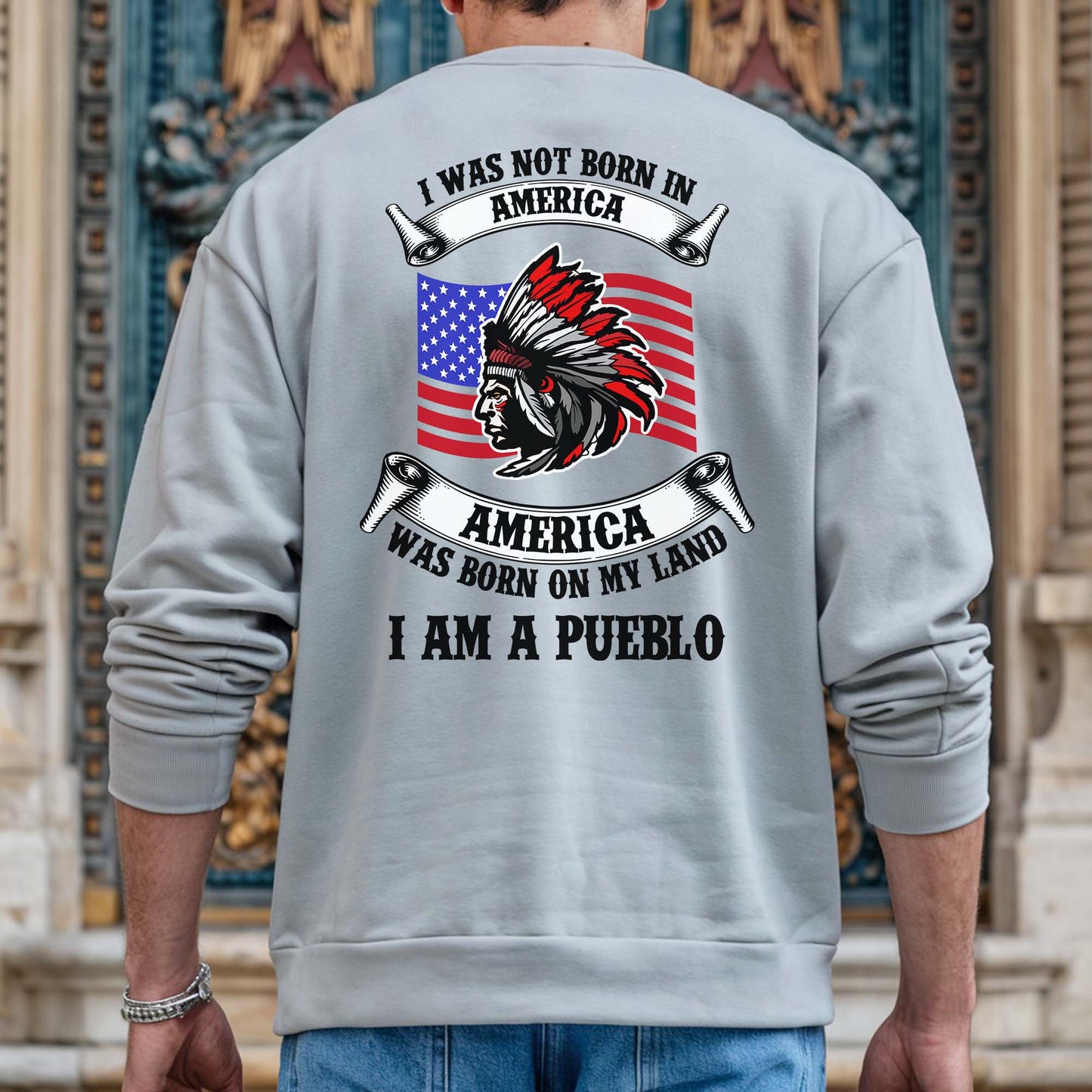 I Am Native - America Was Born On My Land - Custom Tribe Design - Two sides - T-Shirt/T-Shirt V-Neck/Hoodie/Sweatshirt