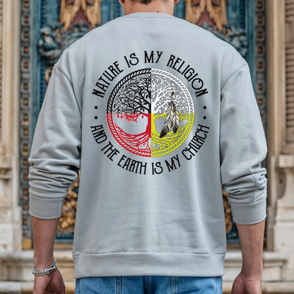 Nature Is My Religion Four Directions Sacred Circle - Two Sides - Unisex T-Shirt/T-Shirt V-Neck/Hoodie/Sweatshirt