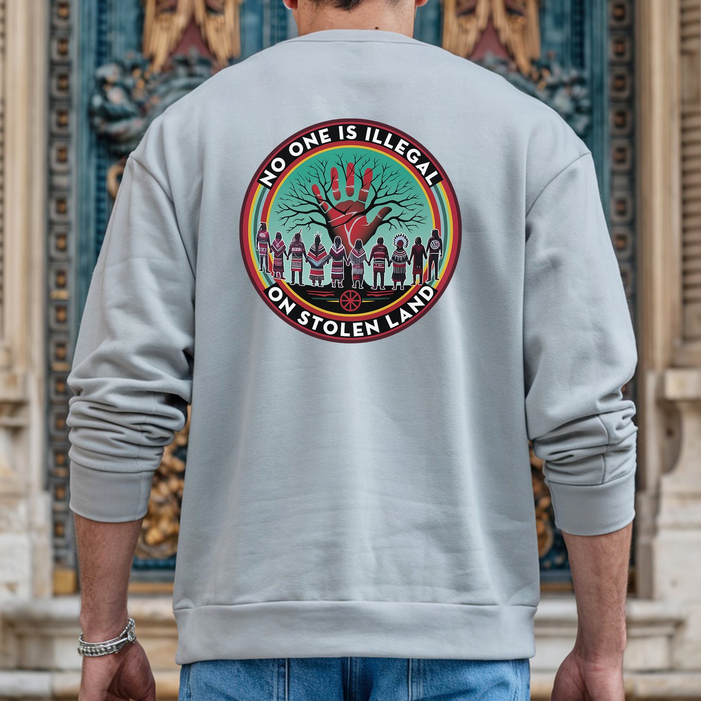 No One Is Illegal On Stolen Land – Indigenous Rights Unisex - Two sides - T-Shirt/T-Shirt V-Neck/Hoodie/Sweatshirt