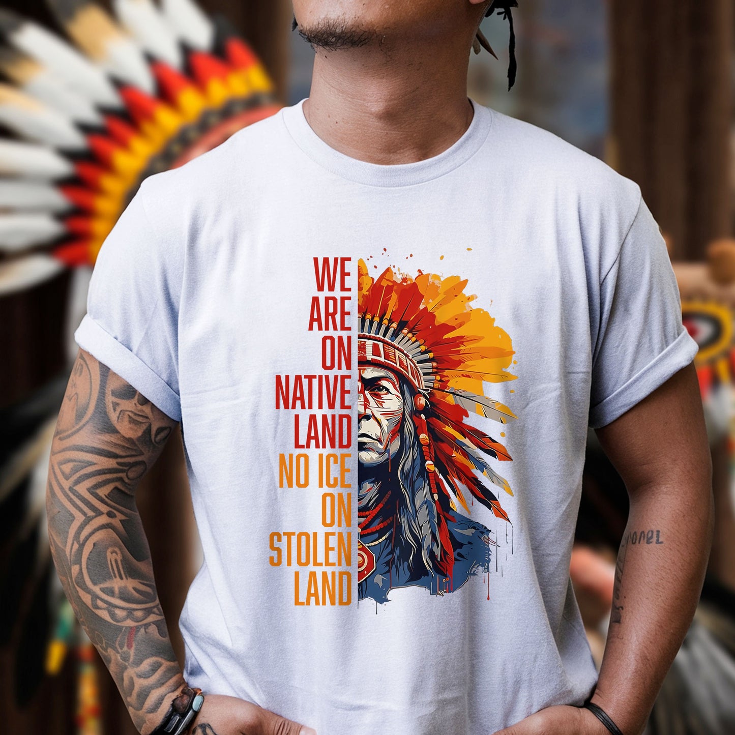 We Are On Native Land No Ice On Stolen Land Native Unisex T-shirt/V-neck T-shirt /Hoodie/Sweatshirt