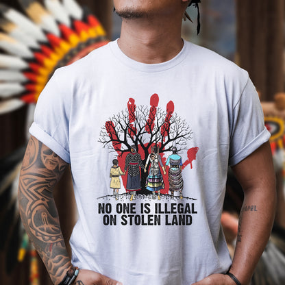 Red Handprint Awareness - No One Is Illegal on Stolen Land Unisex T-Shirt/T-Shirt V-Neck/Hoodie/Sweatshirt