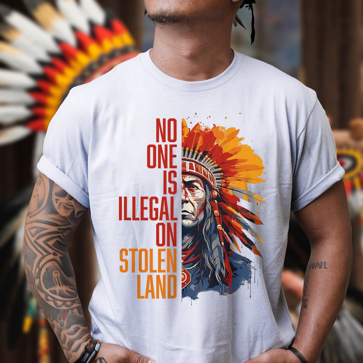 NO ONE IS ILLEGAL ON STOLEN LAND Unisex T-Shirt/T-Shirt V-Neck/Hoodie/Sweatshirt