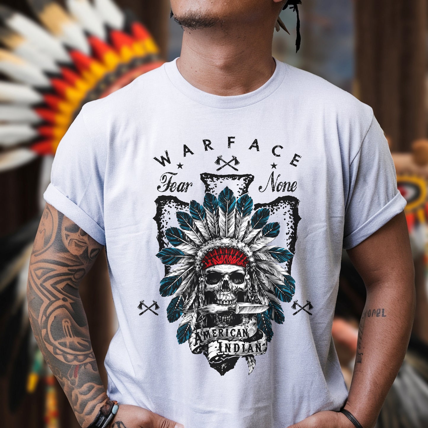 War Face Fear None Native American Warrior Unisex T-shirt/V-neck T-shirt /Hoodie/Sweatshirt