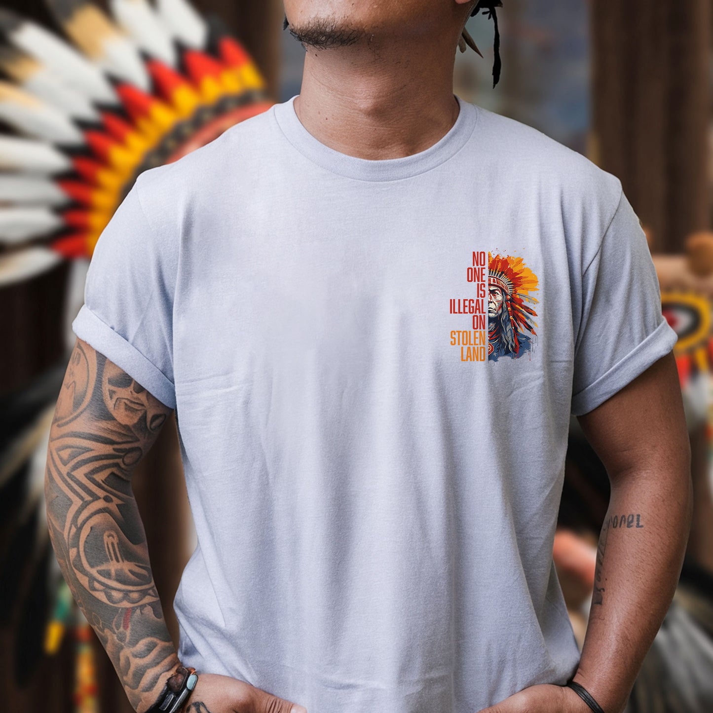 No One Is Illegal On Stolen Land - Two Sides - Unisex T-Shirt/T-Shirt V-Neck/Hoodie/Sweatshirt