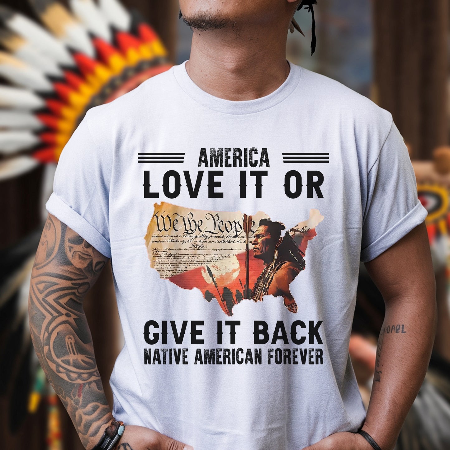 "Love It or Give It Back" Native American Unisex T-Shirt/T-Shirt V-Neck/Hoodie/Sweatshirt