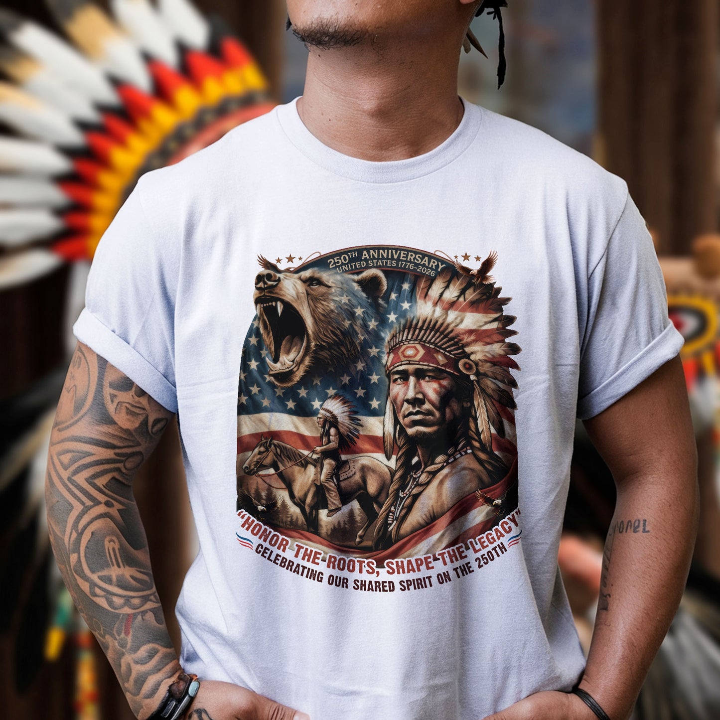250th Anniversary Native American Spirit - Unisex T-shirt/V-neck T-shirt/Hoodie/Sweatshirt