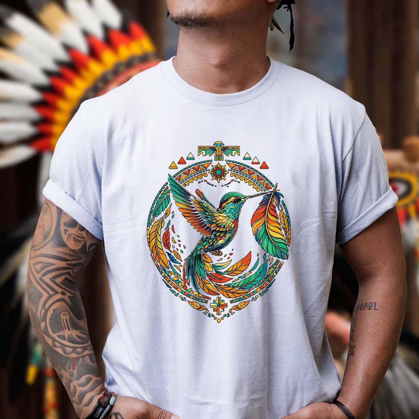 Sacred Hummingbird - Indigenous Native Art of Hope, Energy & Balance Unisex T-Shirt/T-Shirt V-Neck/Hoodie/Sweatshirt