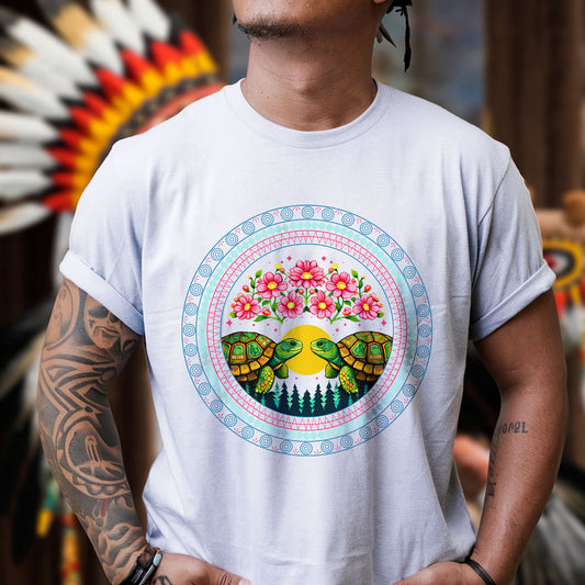 Sacred Turtle Love Circle - Indigenous Art of Unity & Love Unisex T-shirt/T-shirt V-neck/Hoodie/Sweatshirt