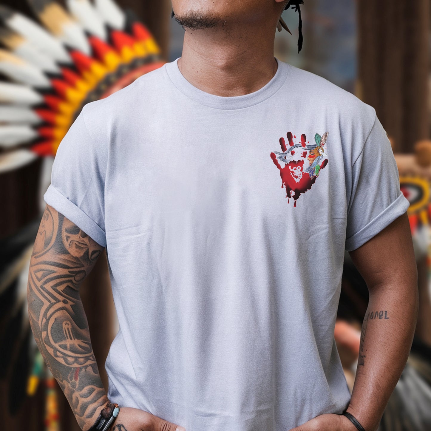 No More Stolen Sisters Red Hand Arrows - Two Sides - MMIW Unisex T-Shirt/Hoodie/V-Neck/Sweatshirt