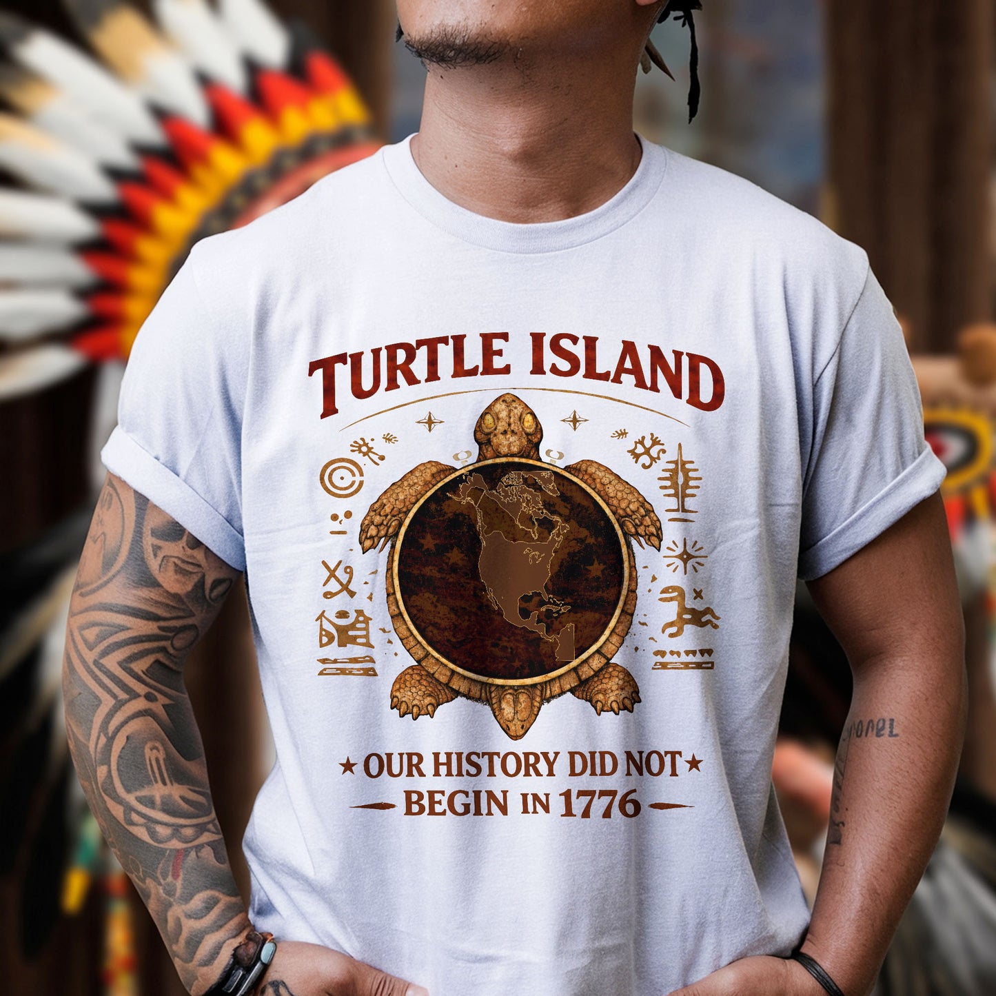 Turtle Island Native American - Our History Did Not Begin in 1776 - Unisex T-shirt/V-neck T-shirt/Hoodie/Sweatshirt