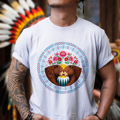 Sacred Bear Love Circle - Indigenous Art of Unity & Love Unisex T-shirt/T-shirt V-neck/Hoodie/Sweatshirt