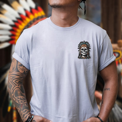 Native Inspired War Chief Skull Fear None Wild Free- Two sides - Unisex T-Shirt/T-Shirt V-Neck/Hoodie/Sweatshirt