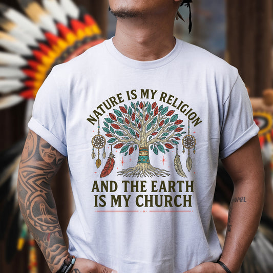 Nature Is My Religion Earth Is My Church Tree of Life Boho Unisex T-Shirt/T-Shirt V-Neck/Hoodie/Sweatshirt